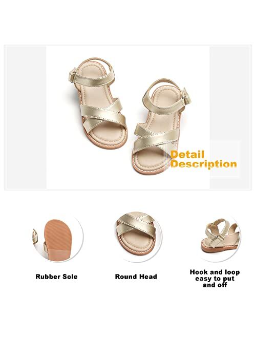 Otter MOMO Girls Sandals Open Toe Princess Flat Sandals with Ruffle Summer Sandals