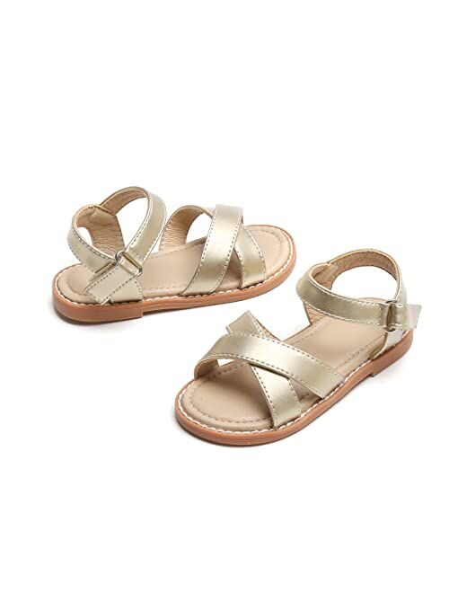 Otter MOMO Girls Sandals Open Toe Princess Flat Sandals with Ruffle Summer Sandals
