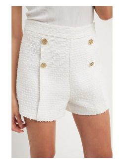 Women's Tweed Double Button Shorts