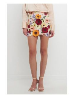 Women's Floral Embroidered Mini Skirt