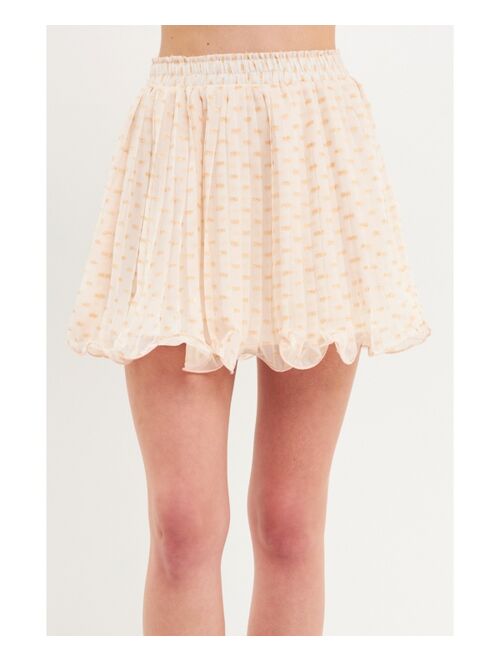 ENDLESS ROSE Women's Dot Pleated Mini Skirt