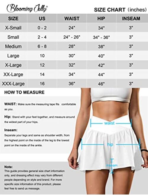 Blooming Jelly Women's Flowy Running Shorts Crossover High Waisted Workout Athletic Shorts Summer Skirt Shorts with Pocket