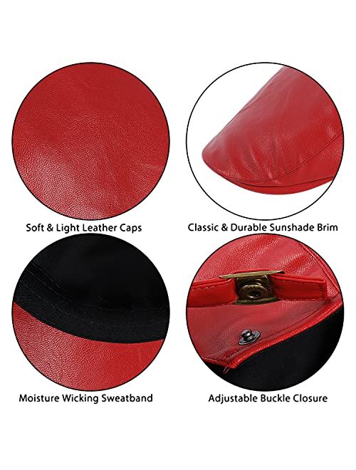 DOCILA Leather Flat Ivy Hats for Women Plain Feminine Newsboy Cap Fashion Gatsby Hat Lightweight Cabbie Driving Caps