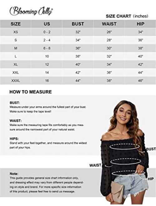 Blooming Jelly Women's Off The Shoulder Tops Chiffon Blouses Long Sleeve Shirts Flattering Pom Pom Top