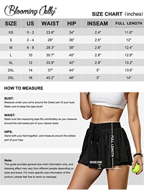 Blooming Jelly Women's Flowy Running Shorts High Waisted Butterfly Shorts Athletic Workout Shorts with Pocket