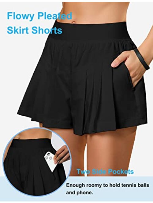 Blooming Jelly Womens Pleated Tennis Skirt High Waisted Golf Skirts Quick Dry Athletic Skort 2.5 inch with Pockets