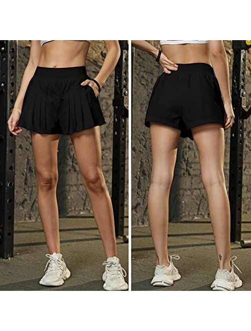 Blooming Jelly Womens Pleated Tennis Skirt High Waisted Golf Skirts Quick Dry Athletic Skort 2.5 inch with Pockets