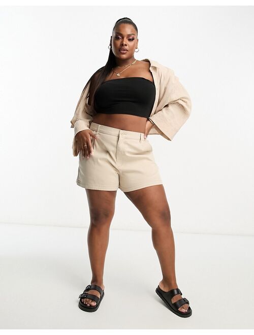 ASOS Curve ASOS DESIGN Curve chino short in stone
