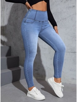 Essnce Wide Waistband Skinny Jeans
