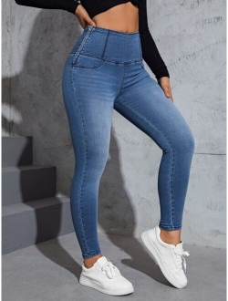 Essnce Wide Waistband Skinny Jeans