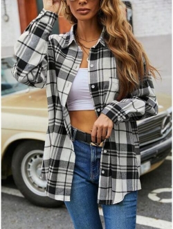 LUNE Plaid Print Drop Shoulder Shirt