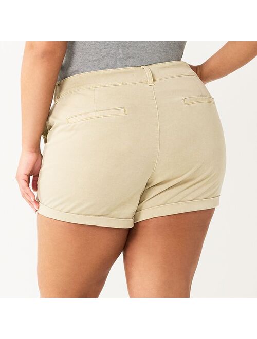 Juniors' Plus Size SO Cuffed Chino Shorts