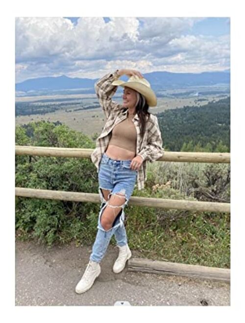 ZAFUL Womens Flannel Shacket Jacket Casual Plaid Wool Blend Button Down Long Sleeve Shirt 2023 Fall Clothes