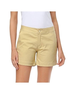 HDE Chino Shorts for Women 5" Inseam High Waisted Casual Stretch Summer Shorts
