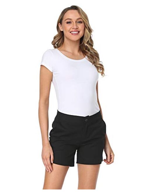 HDE Chino Shorts for Women 5" Inseam High Waisted Casual Stretch Summer Shorts