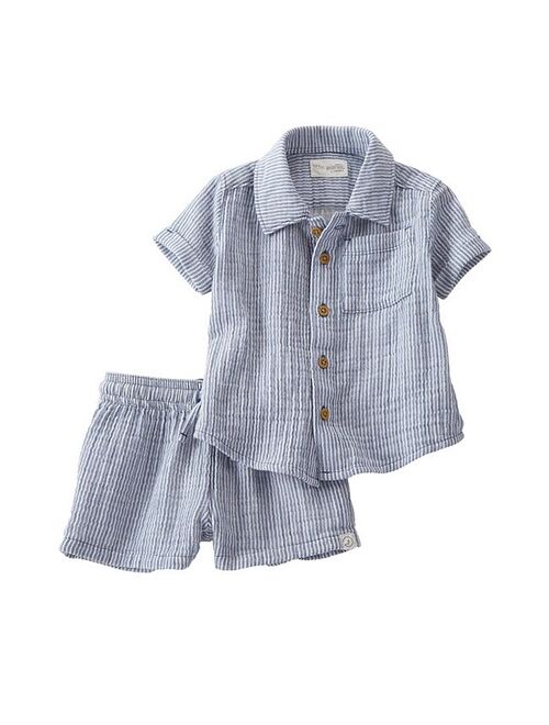 little planet by carters Baby Boy Little Planet by Carter's Organic Cotton Gauze Top & Bottoms Set