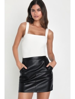 Edgy Expression Black Vegan Leather Mini Skirt