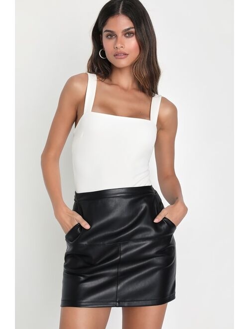 Lulus Edgy Expression Black Vegan Leather Mini Skirt