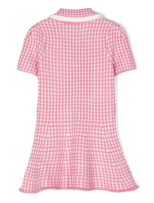 Self-Portrait Kids checkered buttoned flared dress