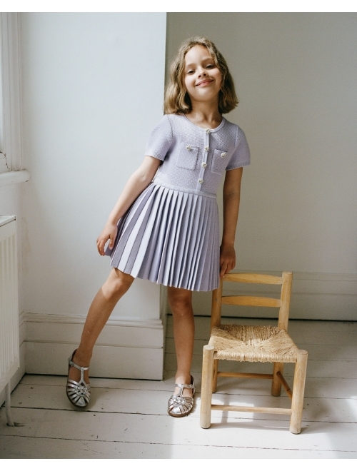 Self-Portrait Kids Crystal-embellished boucle A-line dress