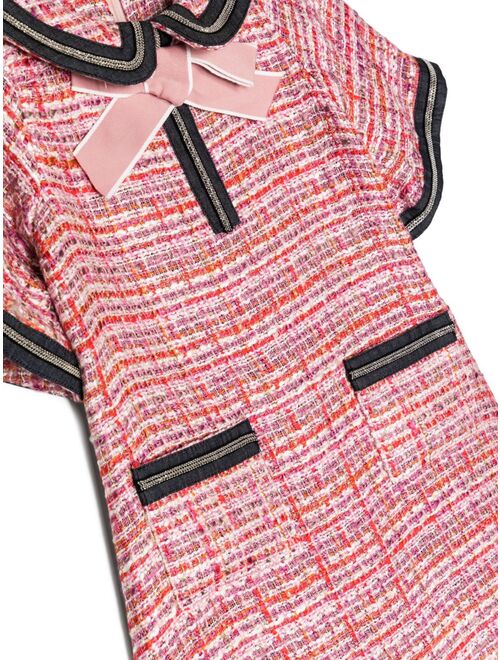 MAMA LUMA KIDS bow-detail tweed dress