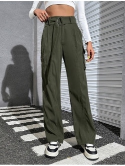 Womens High Waisted Baggy Cargo Pants Wide Leg Pants Relaxed Fit Pants 2023