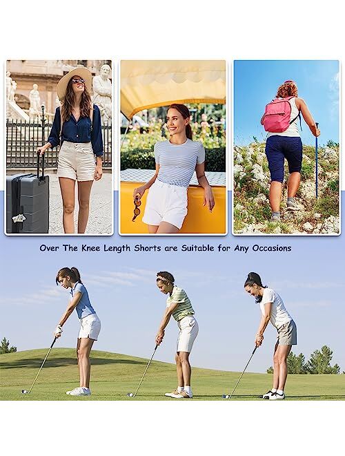 Senxcover Women's Golf Shorts, 9" Chino Shorts Stretch Casual Bermuda Shorts