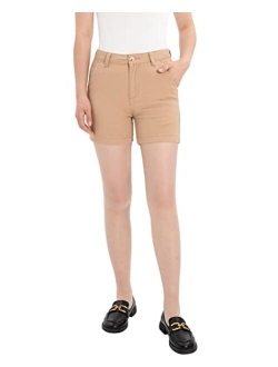 ZENTHACE Womens Chino Shorts 4 Inch Inseam Summer Casual Stretch Twill Cotton Solid Comfy Shorts
