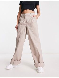 oversized wide leg chino pants in sand
