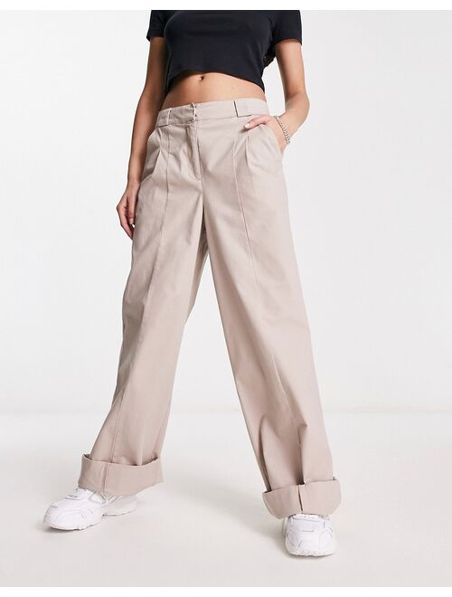 ASOS DESIGN oversized wide leg chino pants in sand