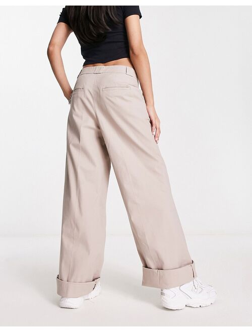 ASOS DESIGN oversized wide leg chino pants in sand