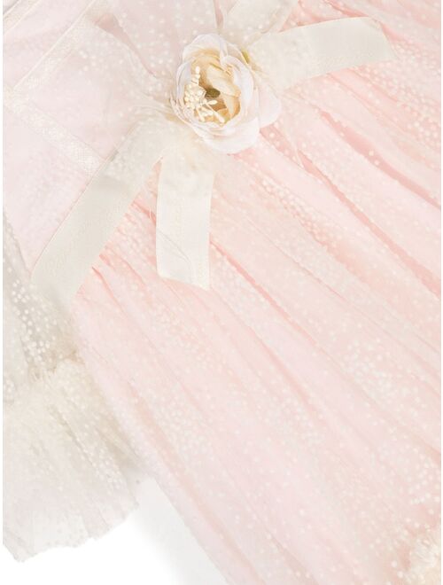 Patachou bow-detail rose-applique dress