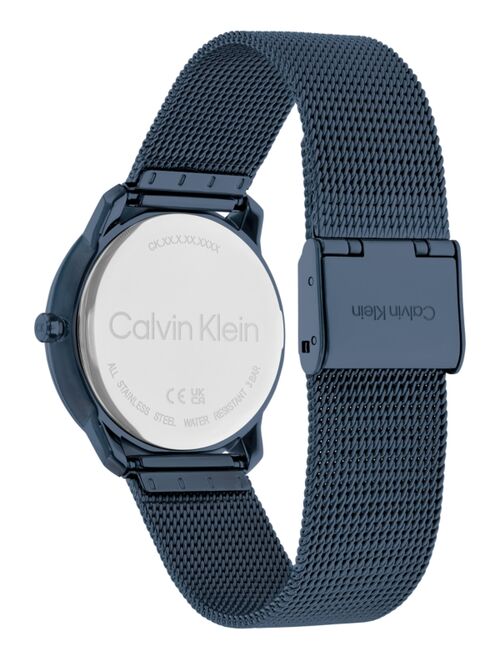 Calvin Klein Unisex Blue Stainless Steel Mesh Bracelet Watch 35mm