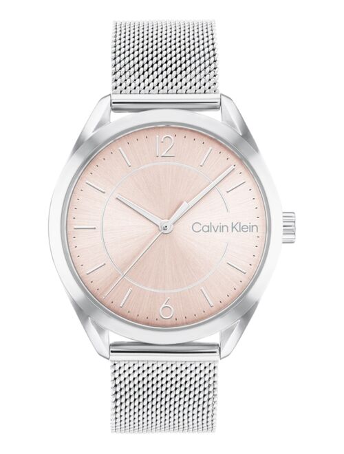 Calvin Klein Women's Silver-Tone Stainless Steel Mesh Bracelet Watch 36mm