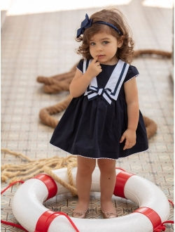 bow-detail sailor-collar dress