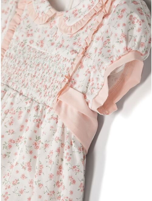 Patachou floral-print puff-sleeves dress