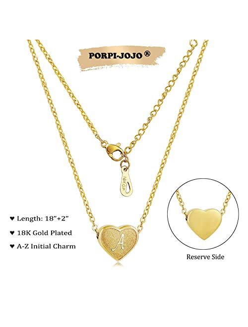 PORPI-JOJO Mathers Day Heart Initial Necklaces 18k White Gold Plated Letter Necklace With Initials Small Dainty Charm Cute Gifts For Little Girls Christmas Day Gifts for 