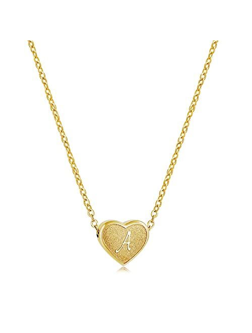 PORPI-JOJO Mathers Day Heart Initial Necklaces 18k White Gold Plated Letter Necklace With Initials Small Dainty Charm Cute Gifts For Little Girls Christmas Day Gifts for 