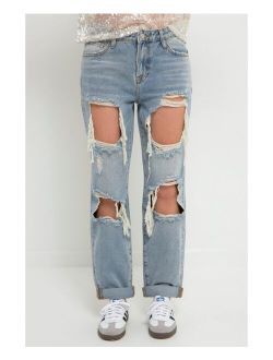 GREY LAB Women's Distressed Denim Jeans