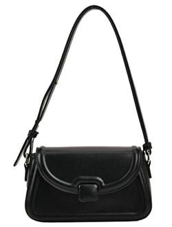 Obosoyo Crossbody Bags for Women Vintage Clutch Purses Shoulder Bag Classic Underarm Bag Soft PU Leather