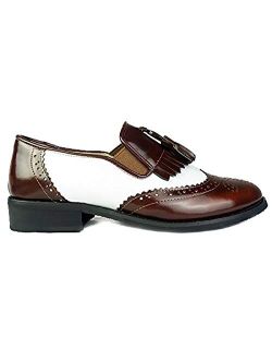Larosa Women's Classic Tassels Brogue Wingtip Oxfords Loafer Shoes