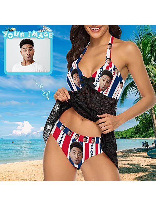 Artsadd Personalized Swimsuit with Face,Custom Bathing Suit Swimwear Funny Gifts for Girlfriend Women's Swimsuit for Summer