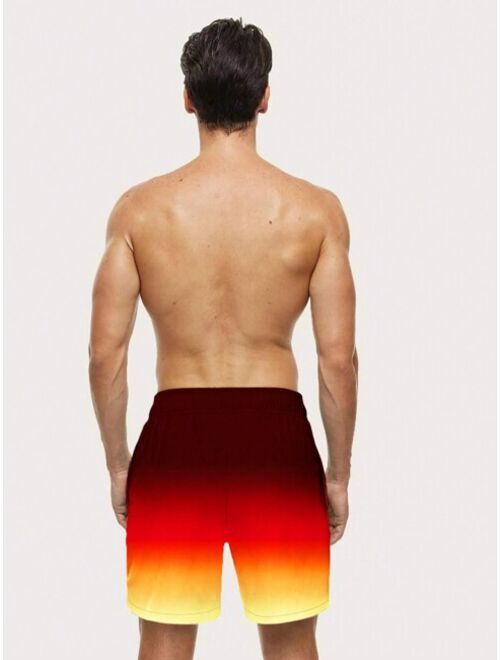 Shein Men Ombre Drawstring Waist Swim Trunks