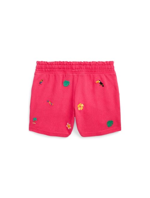 POLO RALPH LAUREN Toddler and Little Girls Tropical-Embroidery Cotton Mesh Shorts