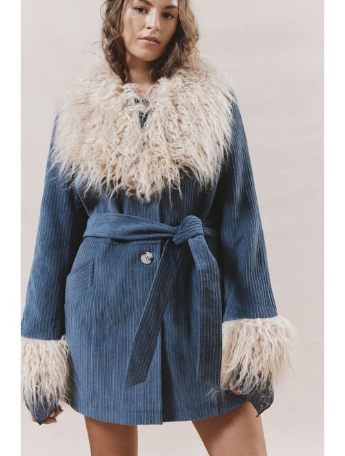 Urban Outfitters UO Tasha Faux Fur Corduroy Coat