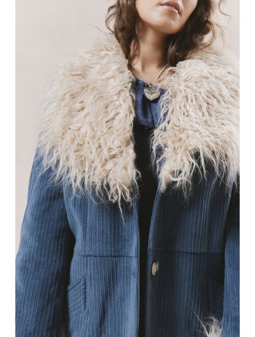 Urban Outfitters UO Tasha Faux Fur Corduroy Coat