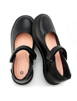 Tobfis Girl's Mary Jane Flats Lightweight School Uniform Shoes Black Dress Shoes (Toddler/Little Kid/Big Kid/Youth)