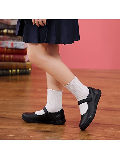 Tobfis Girl's Mary Jane Flats Lightweight School Uniform Shoes Black Dress Shoes (Toddler/Little Kid/Big Kid/Youth)