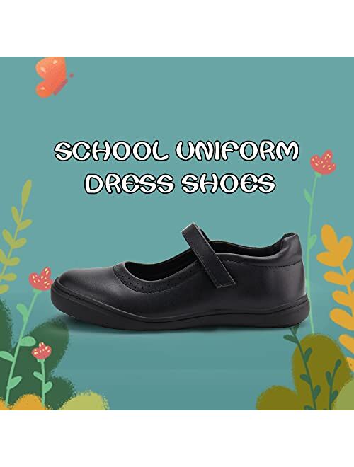 JABASIC Girls Mary Jane Flats School Uniform Dress Shoes