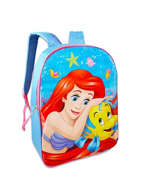 Disney The Little Mermaid Backpack and Lunch Bag - Bundle with 15 Ariel Backpack, Lunch Box, Water Bottle, Stickers, Tattoos | Little Mermaid Backpack for Kids